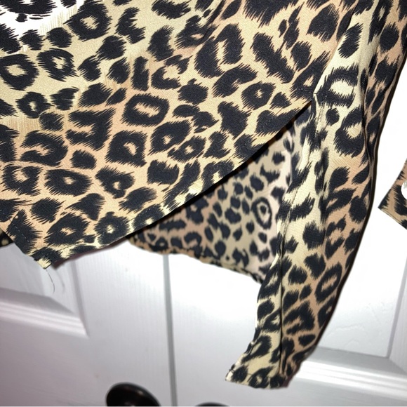 Blouses.com Women’s Leopard Print Long Sleeve Blouse Mother of Pearl Buttons 24W - Picture 4 of 7